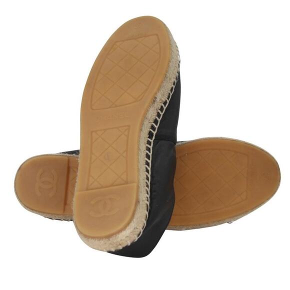 Chanel Espadrille 37 Lambskin Leather Cap Toe Flats CC-S0207P-C023 - Picture 8 of 9